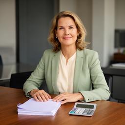 Maria de Vries, financieel analist, met rapporten aan een vergadertafel