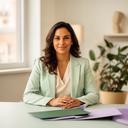 Nadia El Amrani, ondernemer in zakelijke dienstverlening, in haar kantoor